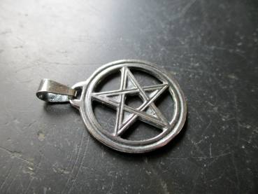 Anhänger, Pentagramm, Silber, Amulett, im Kreis, Schamane, Wicca, Schutz