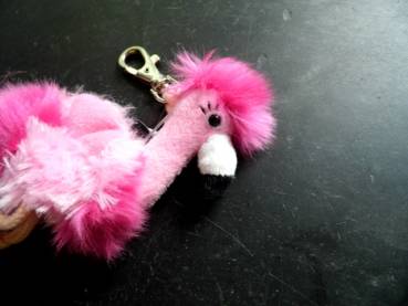 Schlüsselanhänger, Taschenanhänger, Anhänger, Rucksack, Flamingo, rosa, Plüsch, flauschig