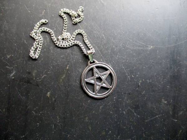 Anhänger, Pentagramm, Silber, Amulett, im Kreis, Schamane, Wicca, Schutz