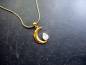 Preview: Anhänger, Sterlingsilber, vergoldet, Mond, Mondstein, weiß, Magie, Intuiton
