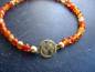Preview: Armband, Symbolarmband, Mondstein, Weltkugel, Silber, vergoldet, orange