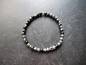 Preview: Armband, Obsidian, Schneeflockenobsidian, schwarz, weiß, Silber