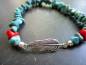 Preview: Armband, Symbolarmband, Feder, Koralle, Türkis, Metall, rot, Unisex, Indianer Schmuck