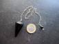 Preview: Pendel, Obsidian, Metall, Spitzpendel, facettiert, Wicca, Schamane