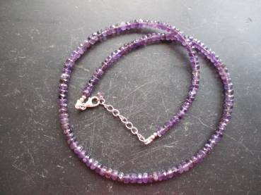 Kette, Edelstein, Amethyst, zierlich, facettiert, Sterlingsilber,  Schmuck, Frauen