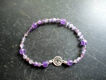Preview: Armband, Symbolarmband, Amethyst, Sterlingsilber, Lotus, Schmuck, Schutz