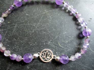 Armband, Symbolarmband, Amethyst, Sterlingsilber, Lotus, Schmuck, Schutz
