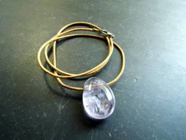 Anhänger, Amethyst, lila, Tropfen, Amethyst Tropfen, Lederband, Kette