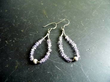 Preview: Ohrring, Hängeohrring, Silber, Amethyst, lila, Schmuck, Sterlingsilber, Frauen, romantisch