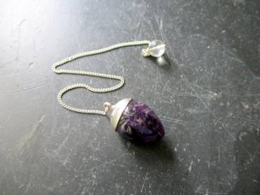 Pendel, Sterlingsilber, Amethyst, Trofpen, lila, Schamane, Radiästhesie