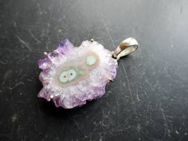Anhänger, Amethyst, Rose, Stalaktit, lila, Sterlingsilber Schmuck, Frauen