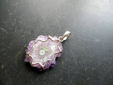Anhänger, Amethyst, Rose, Stalaktit, lila, Sterlingsilber Schmuck, Frauen