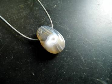 Kette, Lederband, Anhänger, Achat, Tropfen, grau, Schmuck, Unisex
