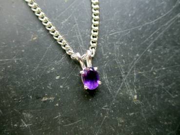 Preview: Anhänger, Sterlingsilber, Amethyst, facettiert, lila, zierlich, Schmuck