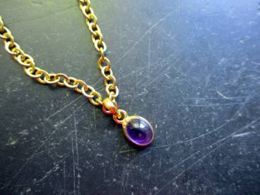 Preview: Anhänger, Amethyst, lila, oval, Sterlingsilber,  vergoldet, Schmuck