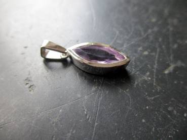 Preview: Anhänger, Sterlingsilber, Amethyst, facettiert, , Navette, lila, Schmuck, Frauen