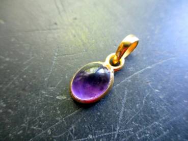 Anhänger, Amethyst, lila, oval, Sterlingsilber,  vergoldet, Schmuck