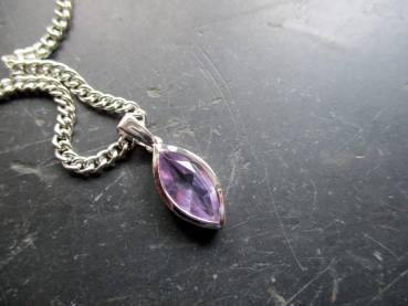 Preview: Anhänger, Sterlingsilber, Amethyst, facettiert, , Navette, lila, Schmuck, Frauen