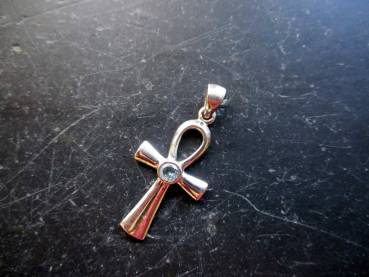 Preview: Anhänger, Ankh, Ägypten, Sterlingsilber, Aquamarin, Unisex, Esorerik