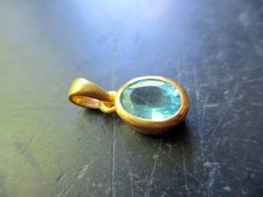 Anhänger, Apatit, grün, Sterlingsilber, vergoldet, Schmuck, Unisex