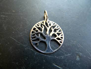Anhänger, Baum des Lebens, Lebensbaum, Sterlingsilber, rund, groß, Unisex