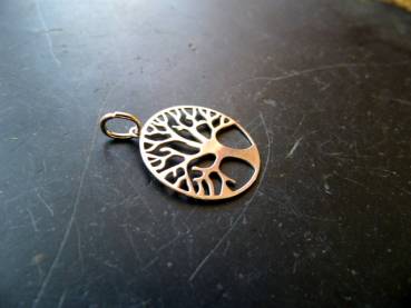 Preview: Anhänger, Baum des Lebens, Lebensbaum, Sterlingsilber, rund, groß, Unisex