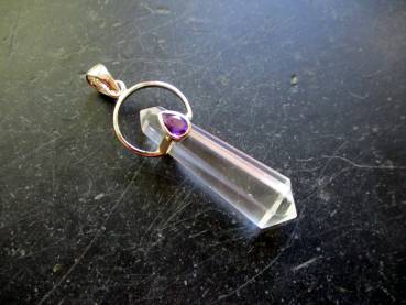 Anhänger, Sterlingsilber, Bergkristall, Spitze, Amethyst, Schmuck, Unisex