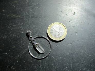 Preview: Anhänger, Kreis, Metall, versilbert, Bergkristall Spitze, Unisex