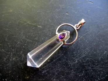 Anhänger, Sterlingsilber, Bergkristall, Spitze, Amethyst, Schmuck, Unisex