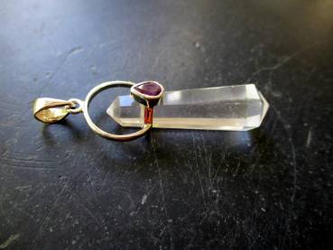 Anhänger, Sterlingsilber, Bergkristall, Spitze, Amethyst, Schmuck, Unisex