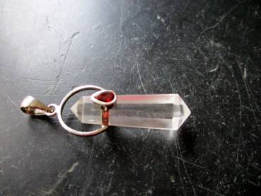 Preview: Anhänger, Sterlingsilber, Bergkristall, Spitze, Granat, Schmuck, Unisex
