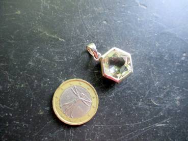 Anhänger, Bergkristall, facettiert, Sterlingsilber, sechs eckig, Schmuck, Wicca, Schamane