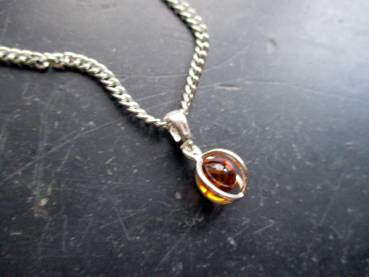 Preview: Anhänger, Sterlingsilber, Bernstein, Kugel, beweglich, Schmuck