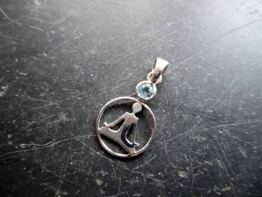 Anhänger, Sterlingsilber, Buddha, Aquamarin, Buddha Anhänger, filigran, Silber, Esoterik