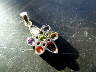 Preview: Anhänger, Sterlingsilber, Blume, Chakra, Chakrasteine, bunt, Esoterik