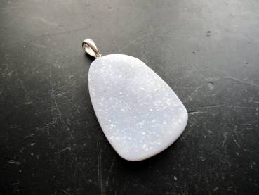 Preview: Anhänger, Chalcedon, Druse, Druzy, Sterlingsilber, hellblau, Schmuck, Unisex