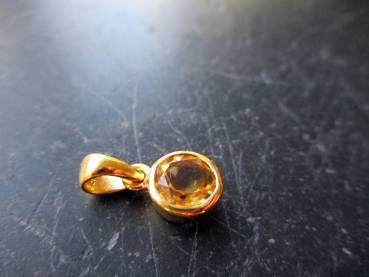 Anhänger, Sterlingsilber, vergoldet, Citrin, rund, facettiert, Schmuck, Braut, Frauen