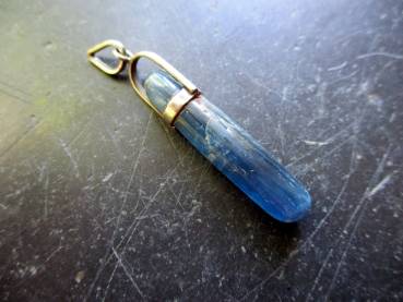 Anhänger, Disthen, blau, Sterlingsilber, oval, länglich, Unisex, Schmuck