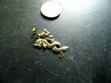 Preview: Anhänger, Drache, Bronze, goldfarben, Märchen, Schatz