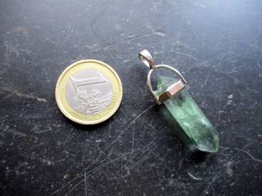 Preview: Anhänger, Fluorit, grün, Doppelspitze, Metall, Schmuck, Wicca, Schamane