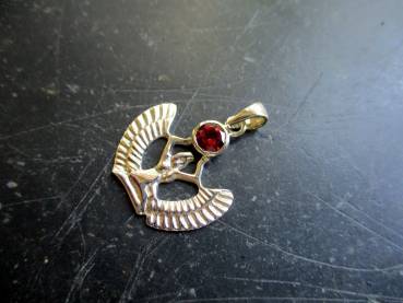 Isis, Anhänger, Silber, Flügel, Granat, facettiert, Ägypten, Heilung, Göttin, klein