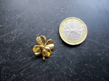Preview: Kleeblatt, Blatt, Sterlingsilber, vergoldet, Glücksbringer