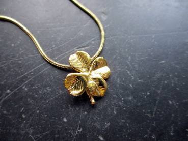 Preview: Kleeblatt, Blatt, Sterlingsilber, vergoldet, Glücksbringer