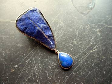 Preview: Lapislazuli Anhänger, Silber, Anhänger, Lapislazuli, Lapis, blau, 2 Steine