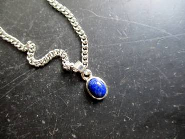 Anhänger, Sterlingsilber, Lapislazuli, blau, rund, Schmuck, Unisex, Silber