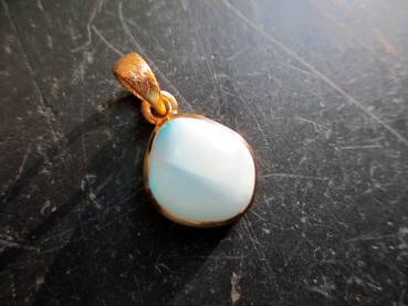 Anhänger, Sterlingsilber, vergoldet, satiniert, Larimar, blau, New Age