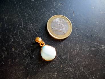 Preview: Anhänger, Sterlingsilber, vergoldet, satiniert, Larimar, blau, New Age