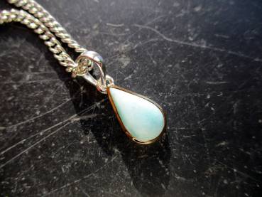 Anhänger, Silber, Larimar, Sterlingsilber, teilweise vergoldet, blau, Schmuck, new age