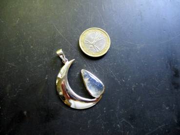 Preview: Anhänger, Mond, Silber, Mondstein, Sterlingsilber, weiß, groß, Esoterik