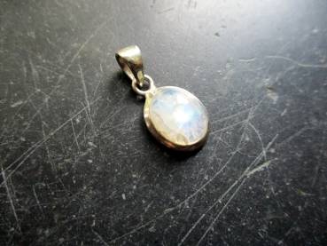 Preview: Anhänger, Mondstein, Sterlingsilber, Regenbogenmondstein, weiß, oval, schillernd